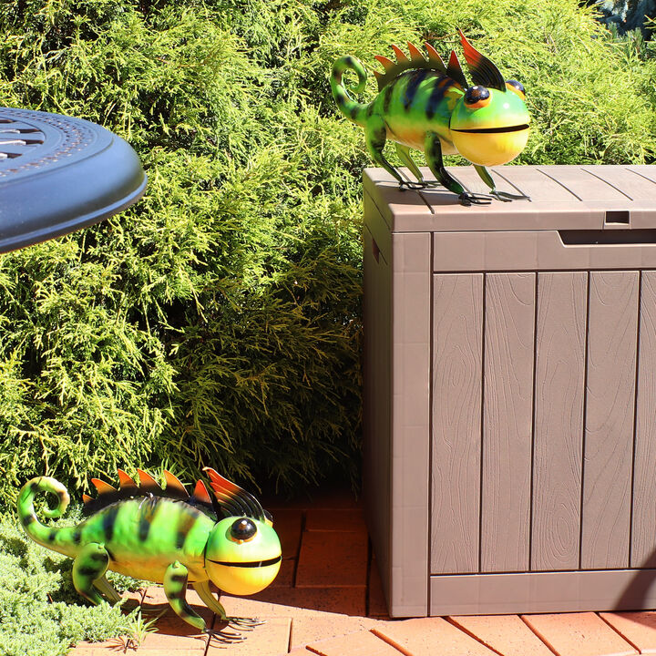 Sunnydaze Greg the Green Chameleon Indoor and Outdoor Metal Statue - 8.5 in