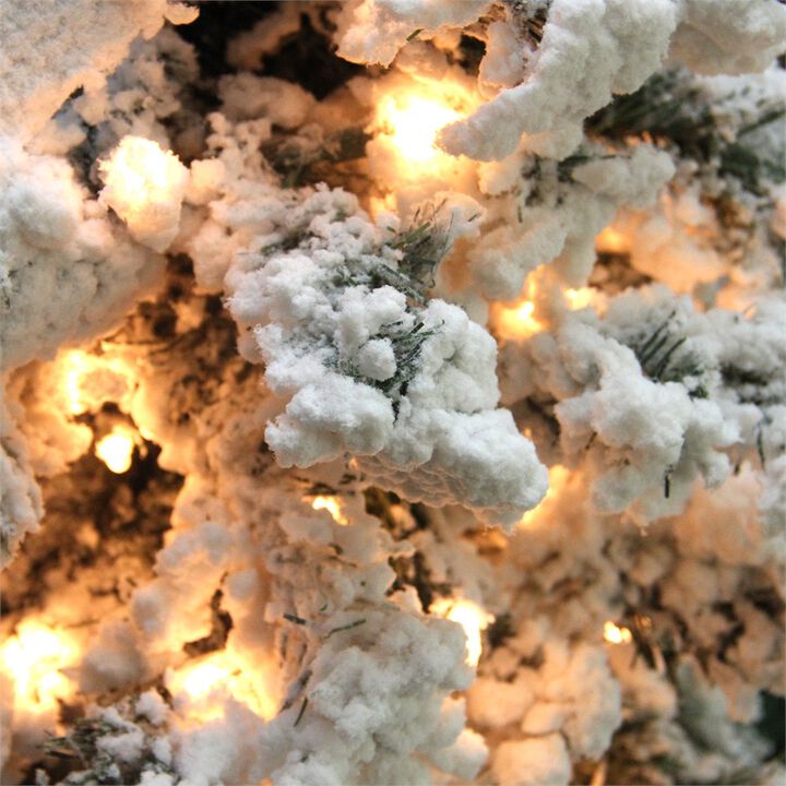 7.5' Pre-Lit Heavily Flocked Medium Pine Artificial Christmas Tree  Clear Lights