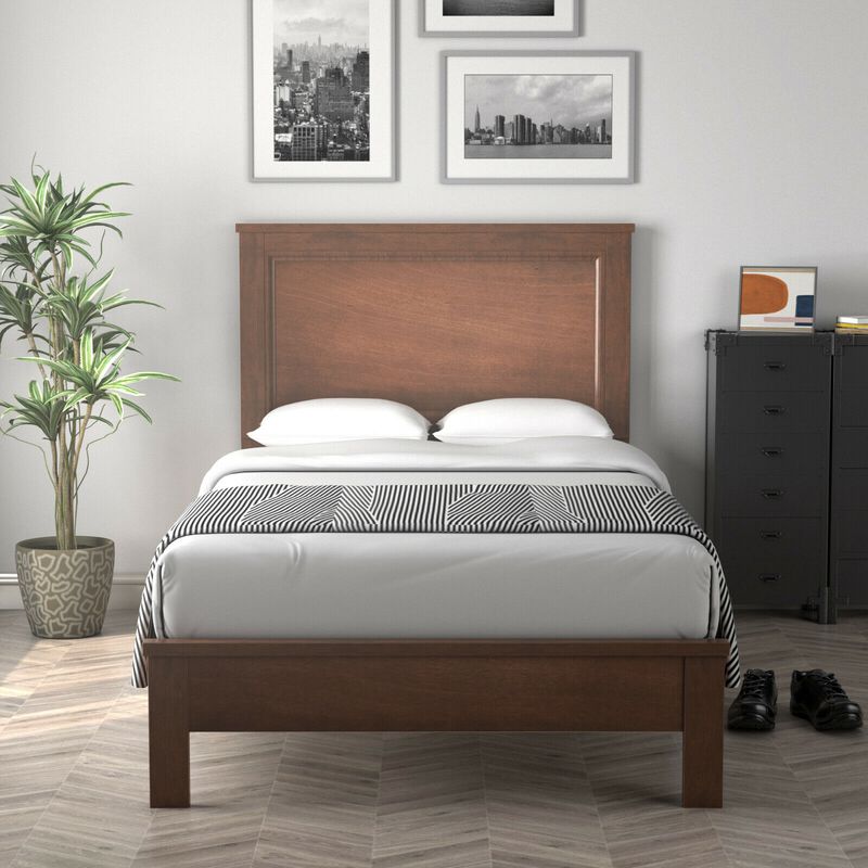 Twin Size Platform Bed Frame with Rubber Wood Leg