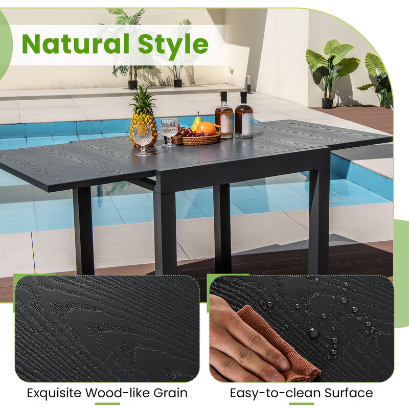 31.5-63 Inch Adjustable Patio Dining Table, Expandable for 4-6 People