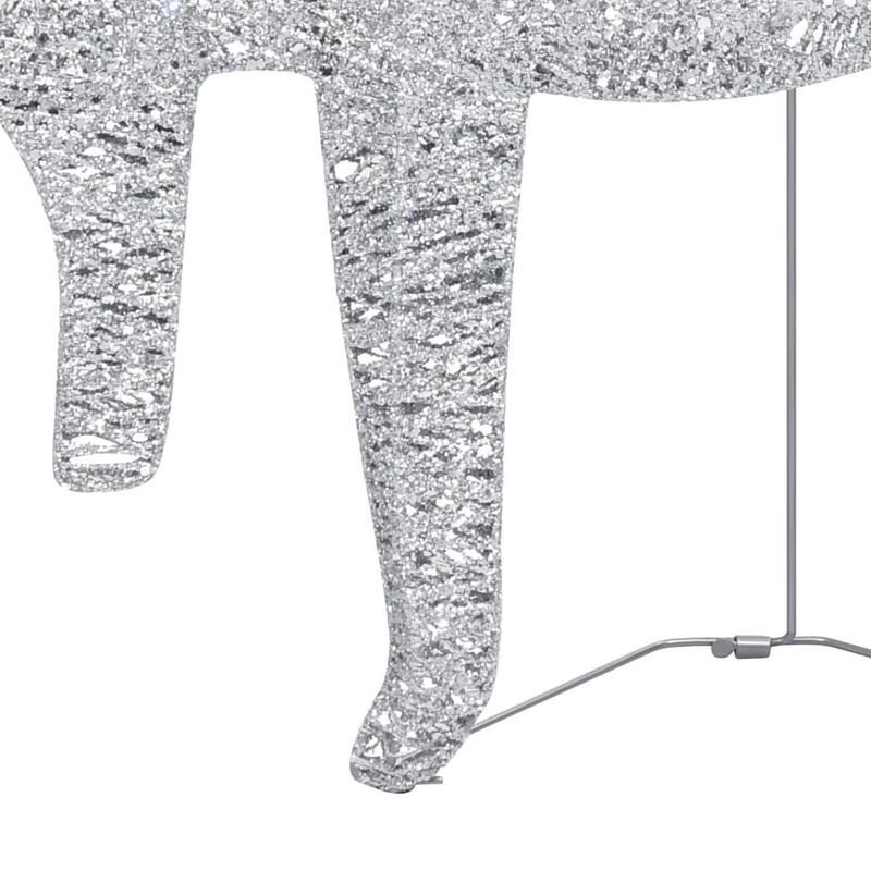 Outdoor Christmas Reindeer and Sleigh Decoration, 60 Silver LED Lights - Benzara