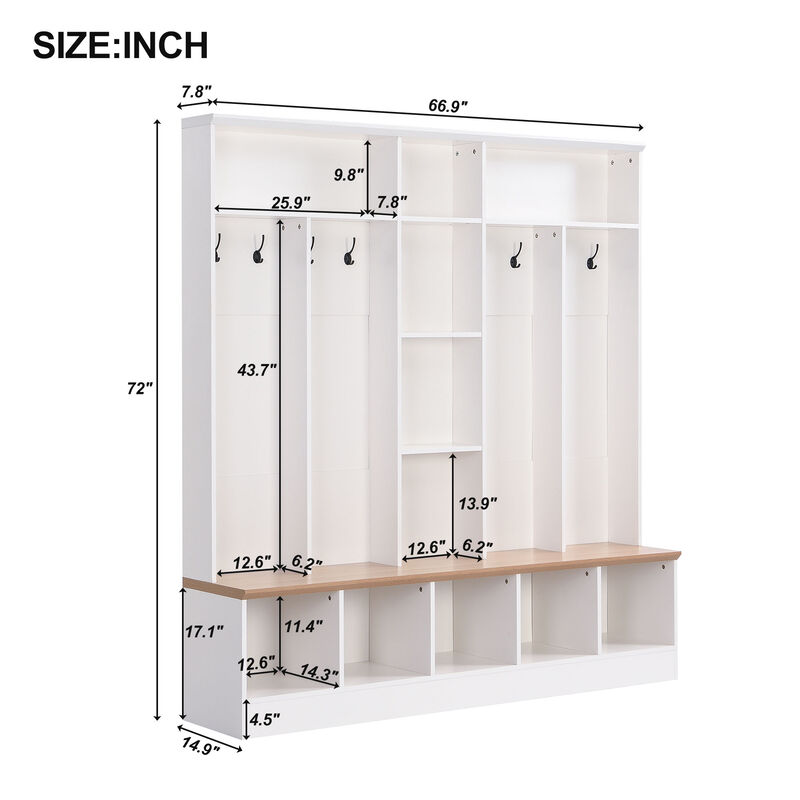 Merax Wide Design Hall Tree with Storage Bench for Entryways