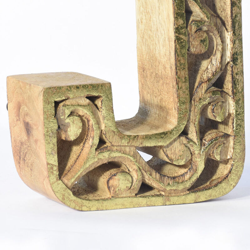 Vintage Natural Gold Handmade Eco-Friendly "J" Alphabet Letter Block For Wall Mount & Table Top Décor