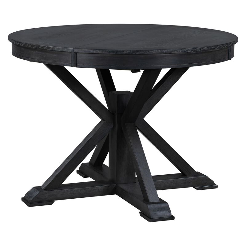 Retro Extendable Dining Table with 12" Leaf for Kitchen or Dining Room