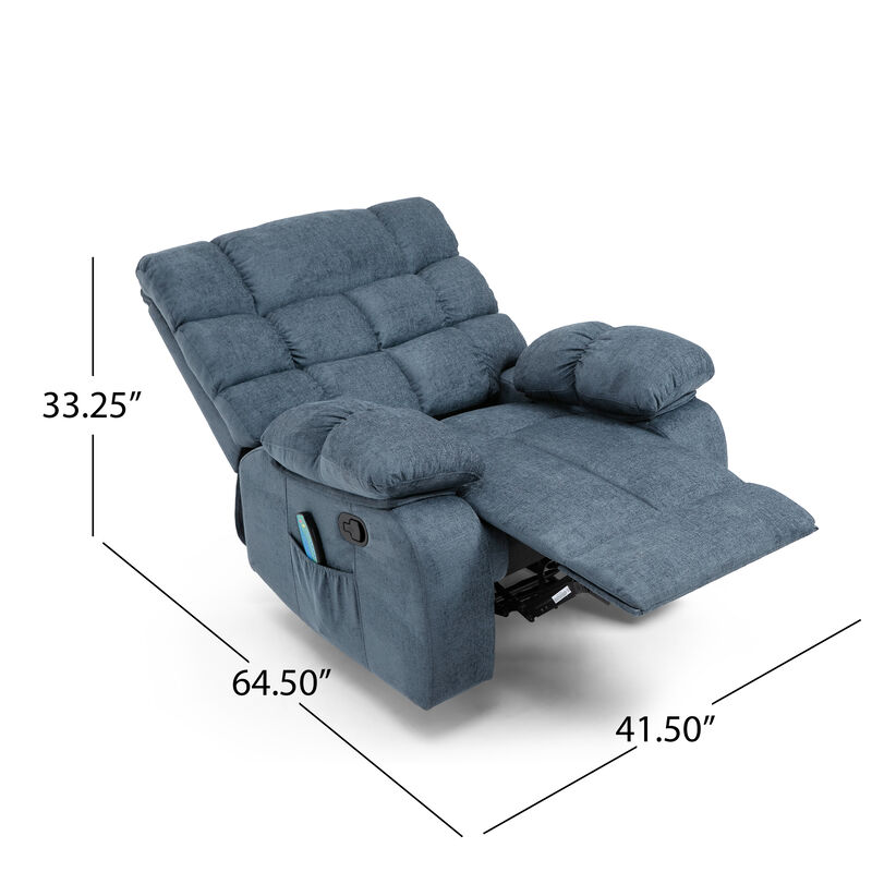 Elegant Pillow Tufted Massage Recliner with Remote Control