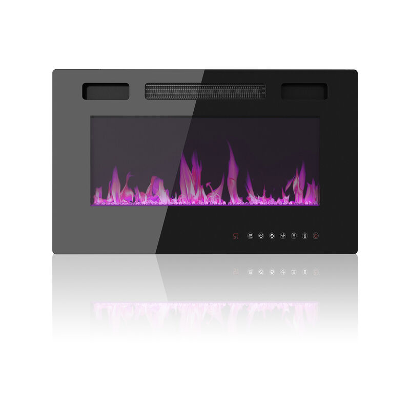 FUFU&GAGA Wall-Mount Electric Fireplace with Infrared Quartz, Remote Control Included, (30" W x 15.2" H x 4.1" D), Black
