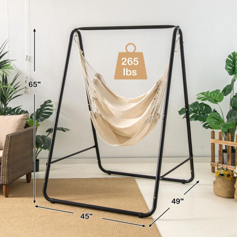 Hivvago Hanging Padded Hammock Chair with Stand and Heavy Duty Steel