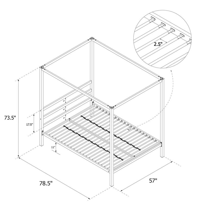 Atwater Living Cara Metal Square Canopy Bed