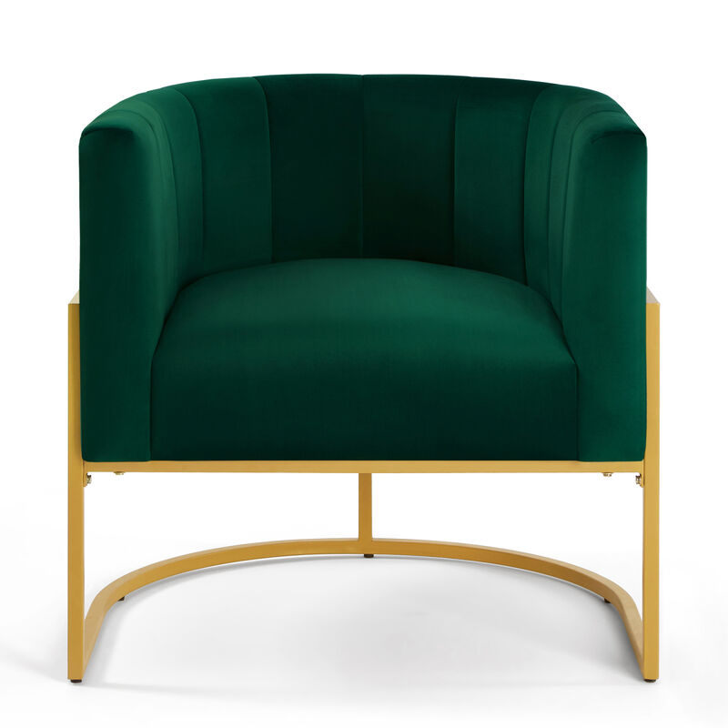 Velvet Accent Chair with Mid Century Charm