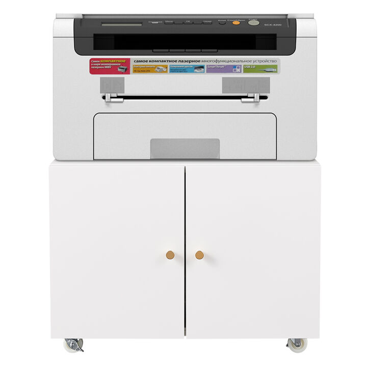 Office Furniture Copier Cabinet White 2 Door Steel Copier Stand Mobile Pedestal File Printer Stand