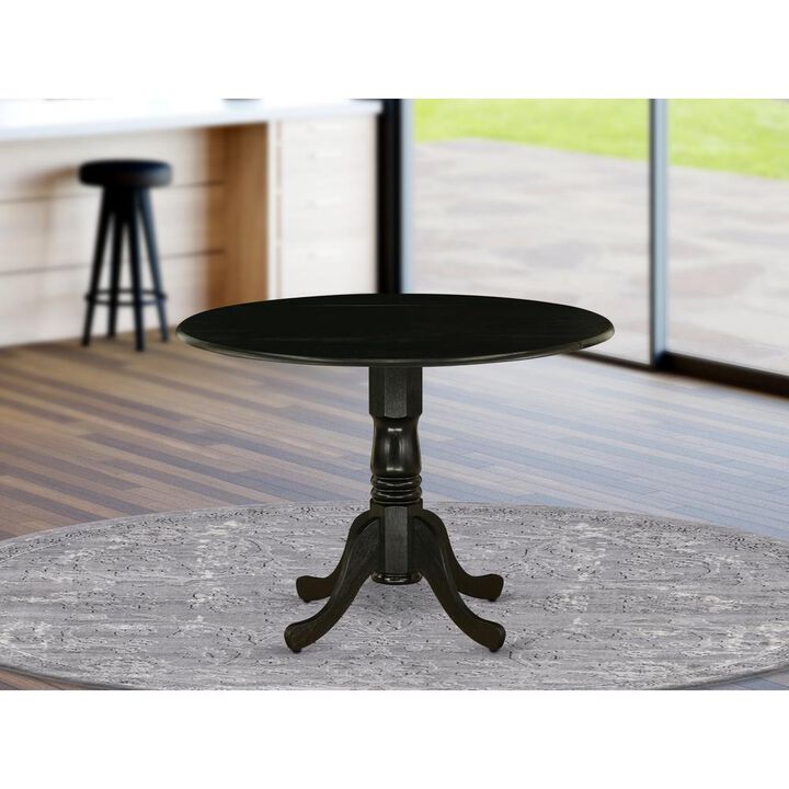 East West Furniture Dining Table Wirebrushed Black, DLT-ABK-TP
