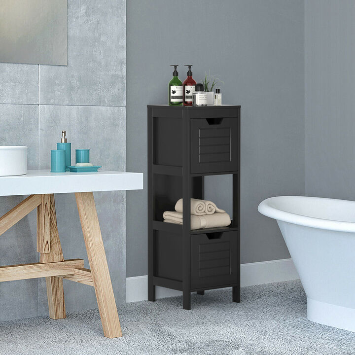 Costway Bathroom Wooden Floor Cabinet Multifunction Storage Rack Organizer Brown