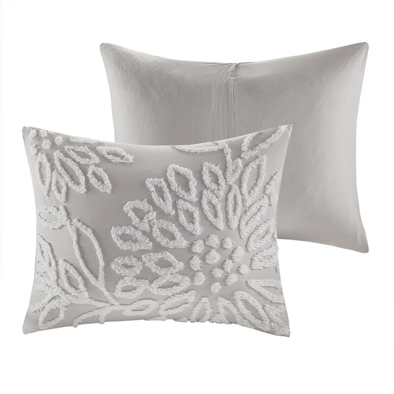 Gracie Mills Anita 3-Piece Farmhouse Tufted Cotton Chenille Floral Comforter Set