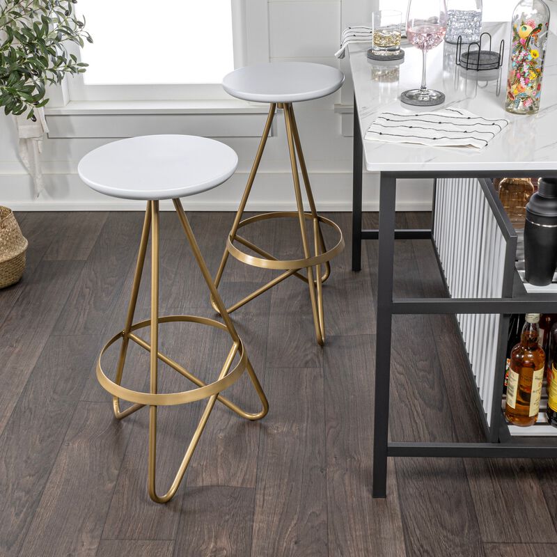 Spiroa 30" Modern Industrial Metal Backless Circular Bar Stool