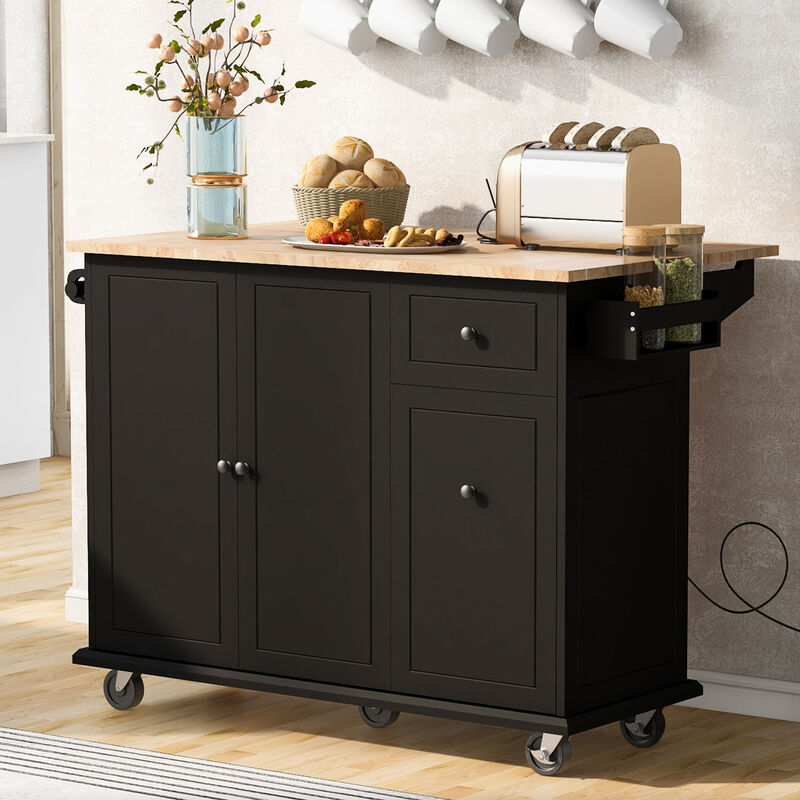 Streamdale Rolling Kitchen Cart with Drop Leaf & Storage