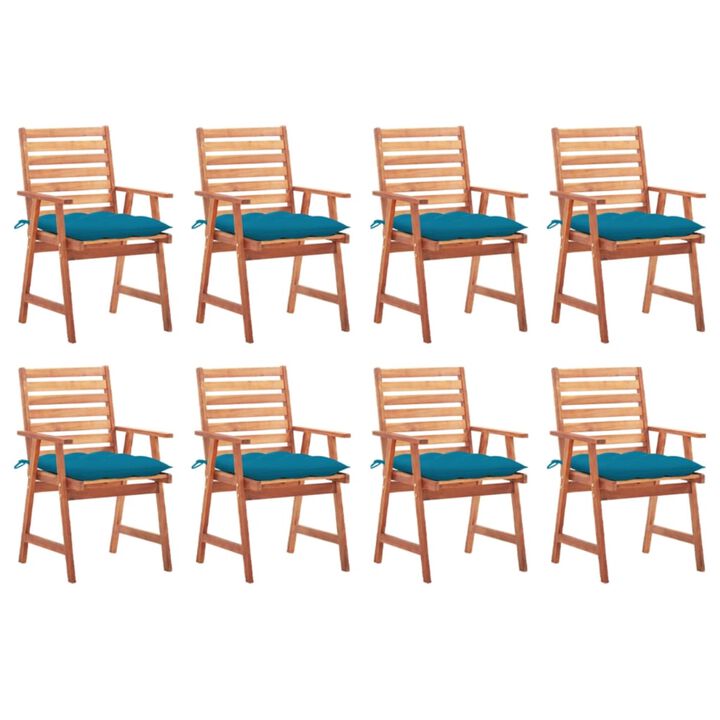 vidaXL Patio Dining Chairs 8 pcs with Cushions Solid Acacia Wood