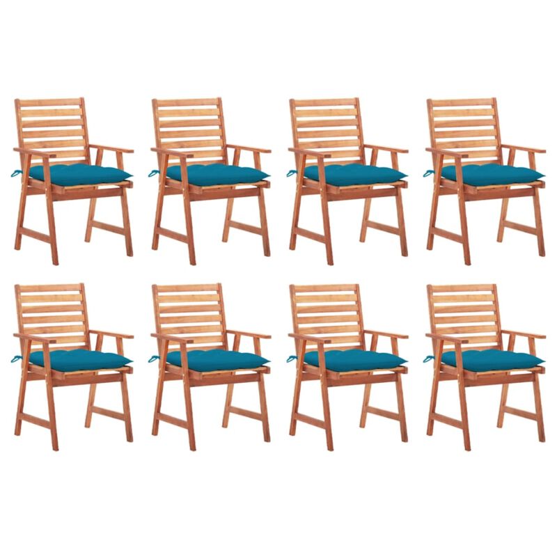 vidaXL Patio Dining Chairs 8 pcs with Cushions Solid Acacia Wood