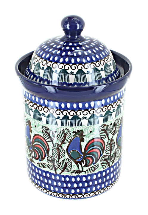 Blue Rose Polish Pottery Mardi Gras Small Canister