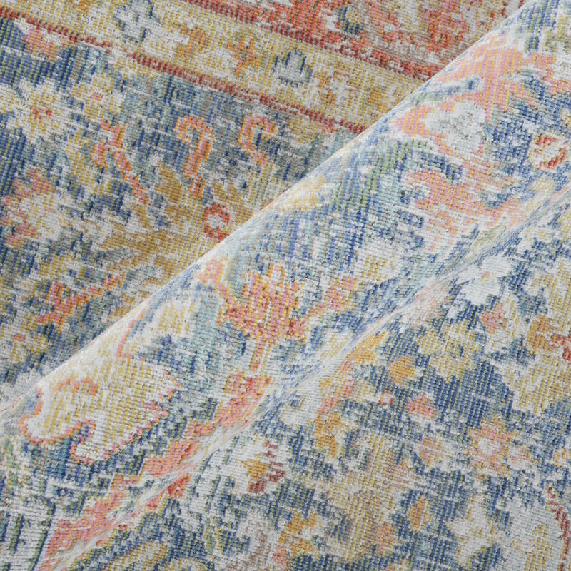 Century Reuda Vintage Blue Polyester Runner Rug