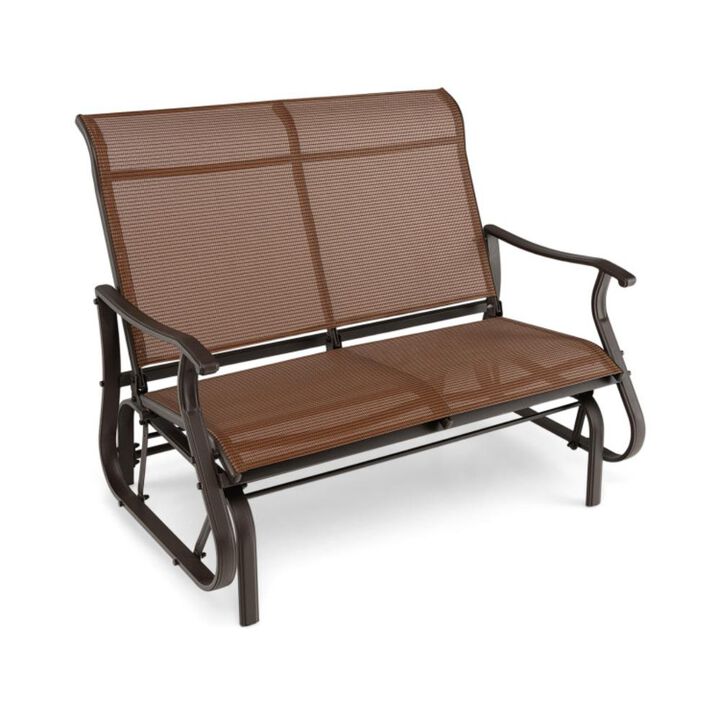 Hivvago 2-Person Patio Glider Bench with High Back and Curved Armrests