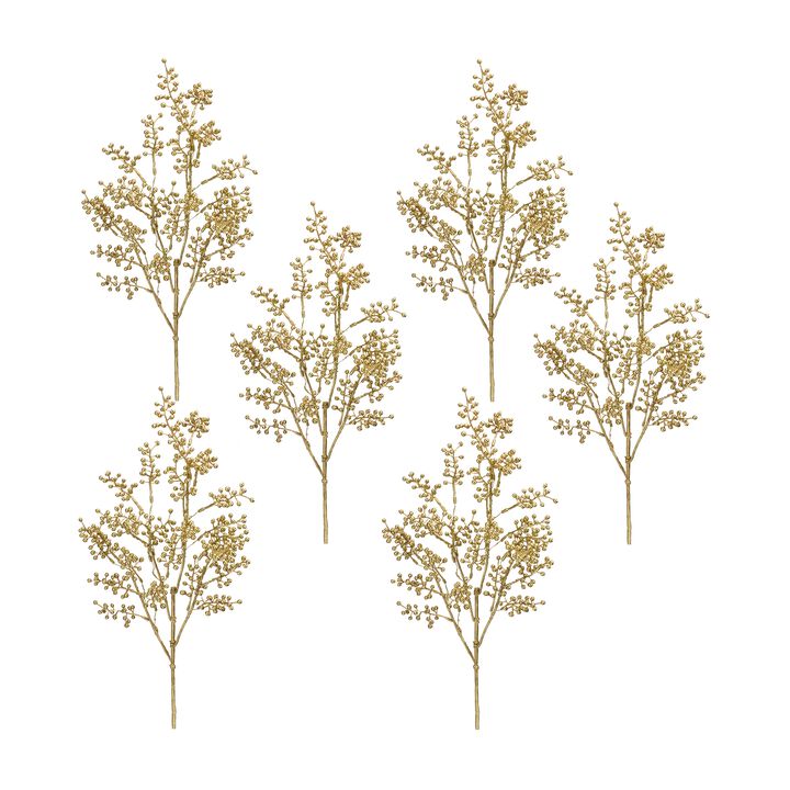Mini Berry Artificial Flower Spray for Holiday and Seasonal Décor (Set of 6)