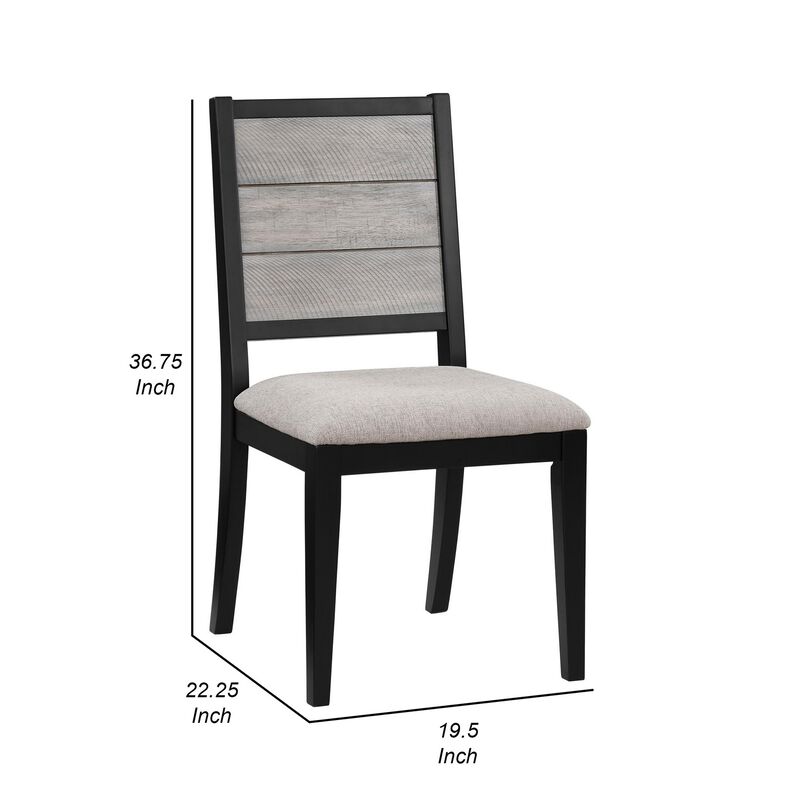 Elina 23 Inch Dining Chair, Set of 2, Plank Style Back, Gray Polyester - Benzara