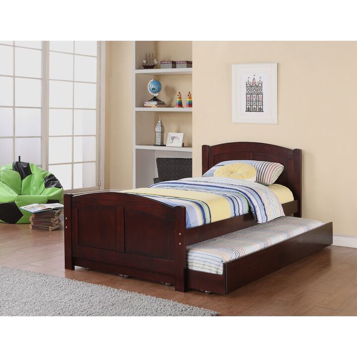 Twin Size Bed with Trundle Slats Pine Plywood Kids Youth Bedroom Furniture