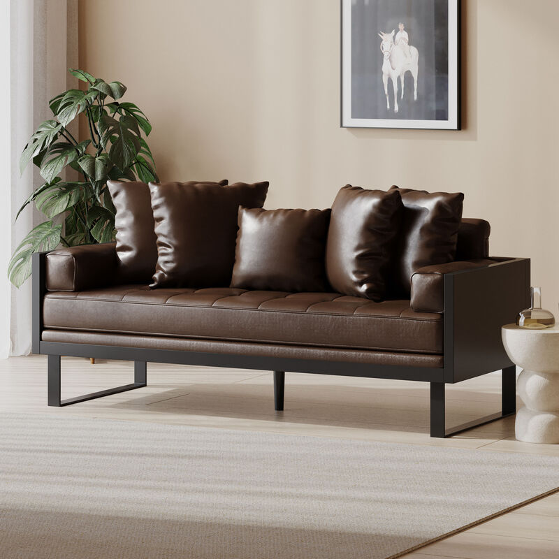 Merax Modern PU Leather Loveseat Sofa