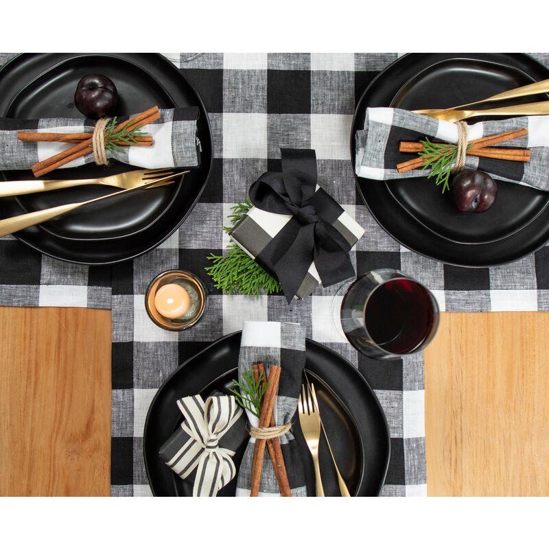 Solino Home 100% Pure Linen Table Runner | Buffalo Check