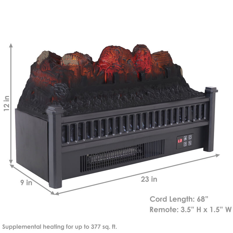 Sunnydaze 23 in Polypropylene Flameless Log Electric Fireplace Insert