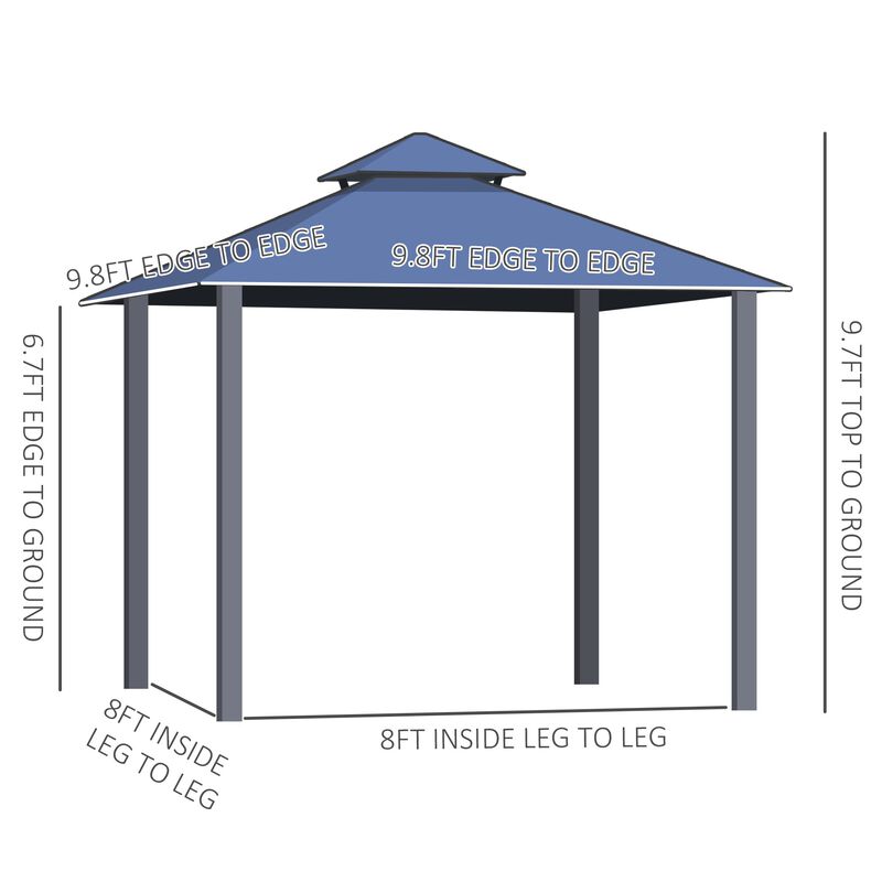 Gray Patio Sanctuary: 10'x10' Hardtop Gazebo with Aluminum Frame