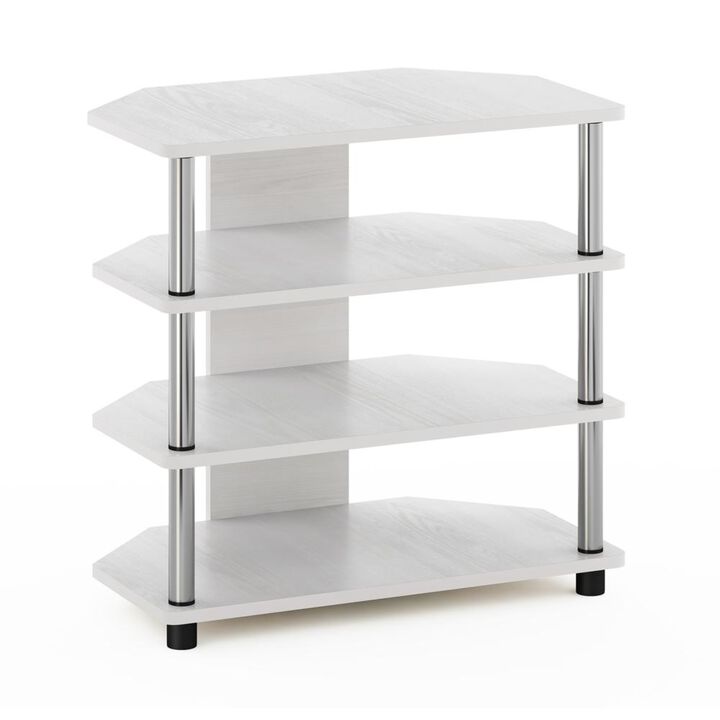 Furinno Furinno Econ Easy Assembly 4-Tier Petite TV Stand, White Oak/Chrome