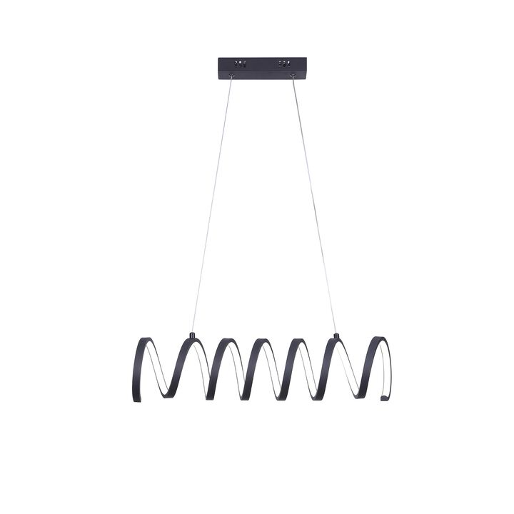Modern Ceiling Pendant Light, Suspended Aluminum Spiral Loop, 23 Inch - Benzara