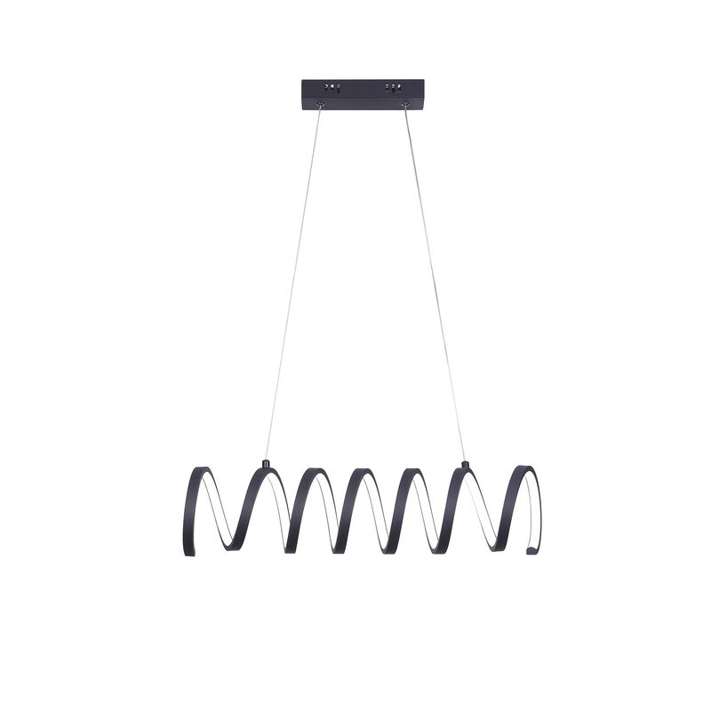 Modern Ceiling Pendant Light, Suspended Aluminum Spiral Loop, 23 Inch - Benzara