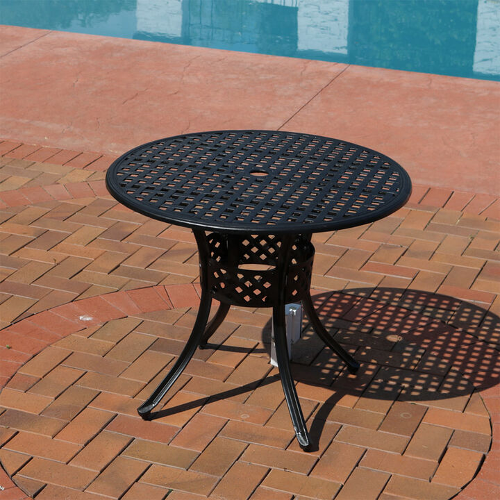 Sunnydaze 33 in Cast Aluminum Round Patio Dining Table - Black