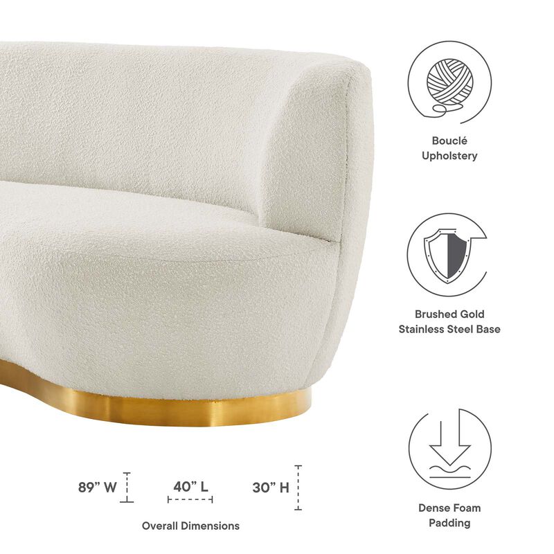 Kindred Boucle Upholstered Upholstered Fabric Sofa White EEI-5487-GLD-IVO