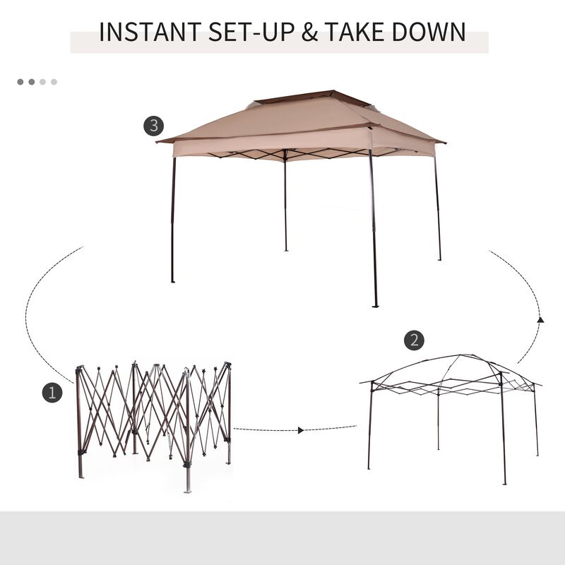 Khaki Event Shelter: 11'x11' Pop-Up Gazebo with 2-Tier Top & Netting