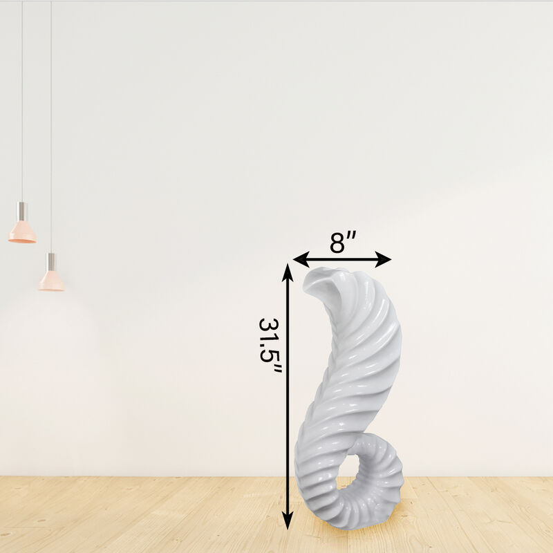 "Uniquewise Large Tall Classic White Horn Floor Vase, 32 Inch High Unique Decorative for Dried Flowers Branches Fillers Elegant Look, Home Decor for Any Dining Room, Living Room, Entryway, Or Office."