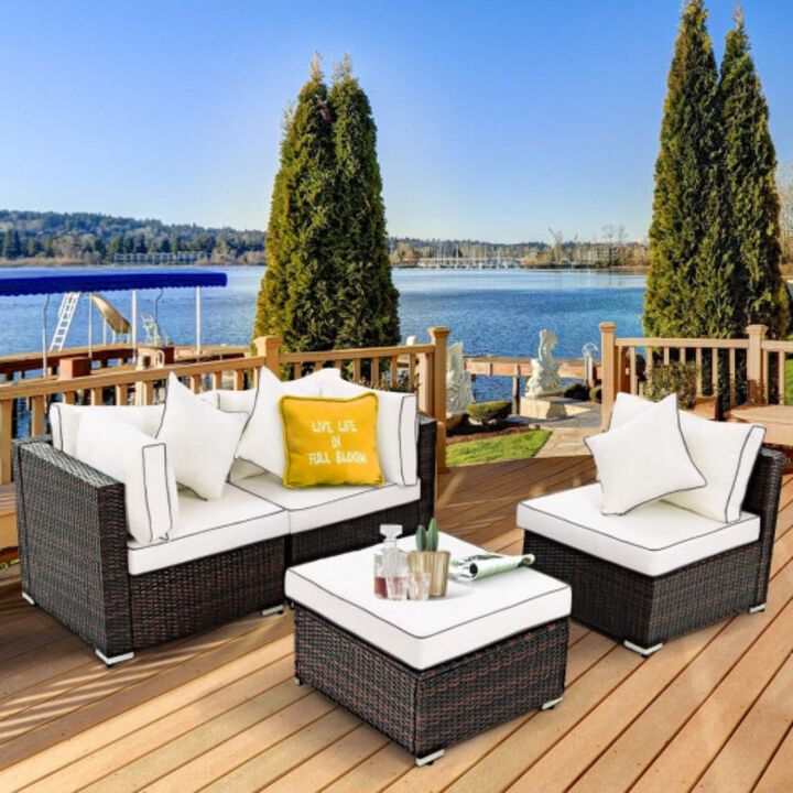 4 pcs Wicker Rattan Sofa Furniture Set