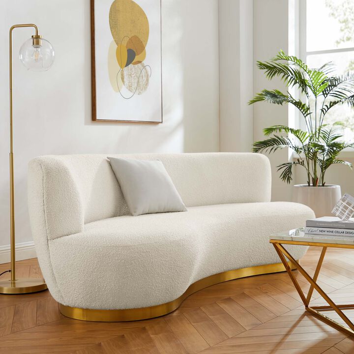 Kindred Boucle Upholstered Upholstered Fabric Sofa White EEI-5487-GLD-IVO