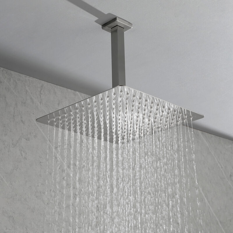304 Stainless Steel Square Rain Shower Head, High Pressure with Self-Cleaning Nozzle for Full Body Coverage