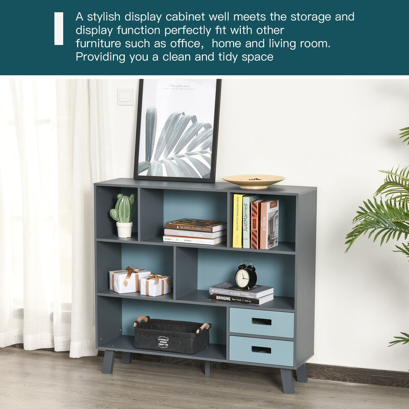 3 Tier Bookcase Chest Open Shelves Cabinet Home Storage Furniture with Drawers