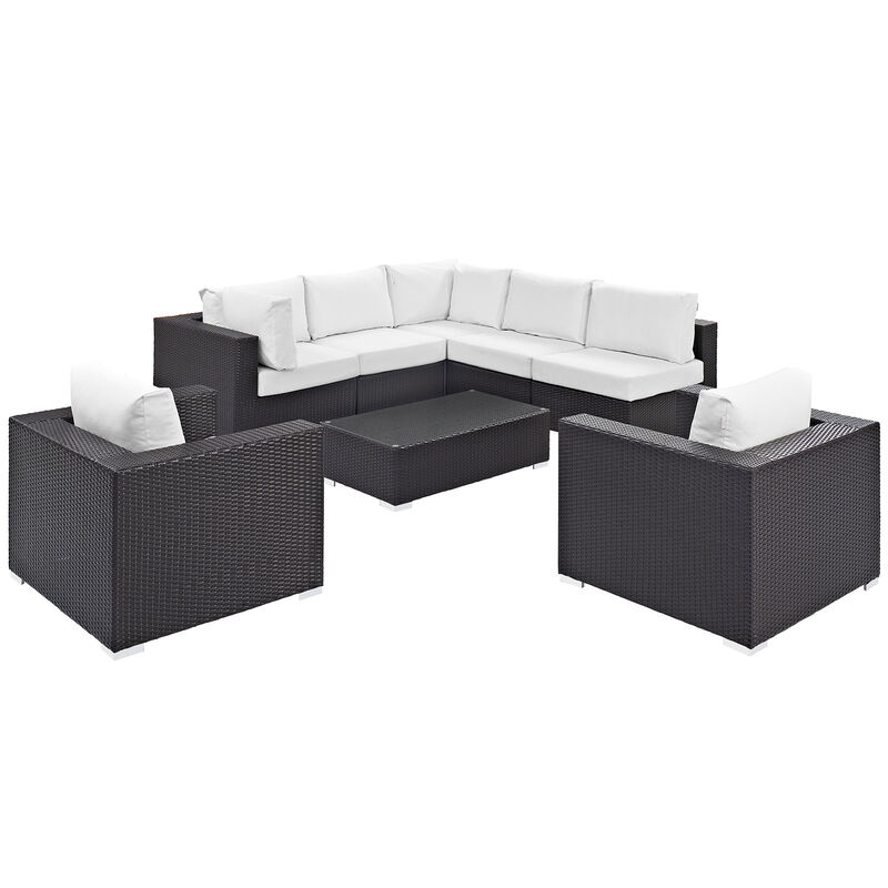 Convene 8 Piece Outdoor Patio Sectional Set - Espresso White