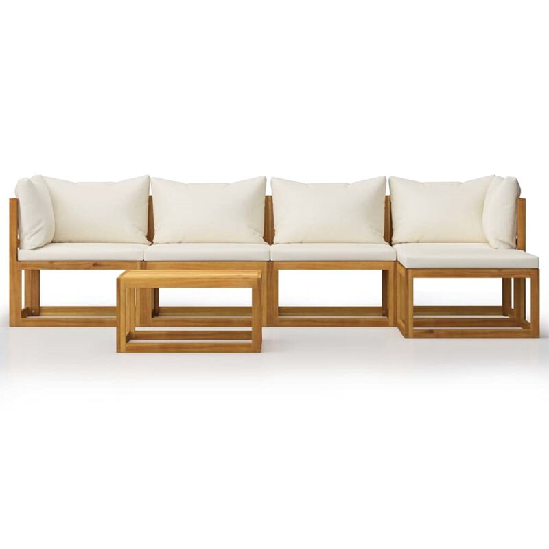 vidaXL 6 Piece Garden Lounge Set with Cushion Cream Solid Acacia Wood