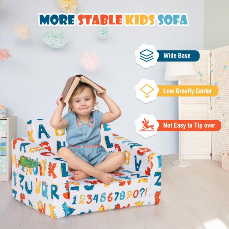 Hivvago 2-in-1 Convertible Kids Sofa with Velvet Fabric