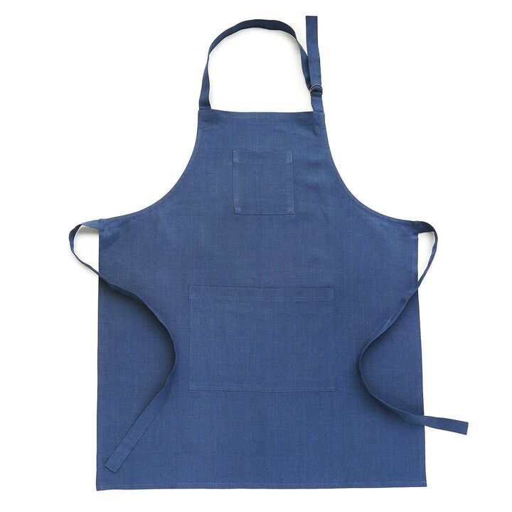 Solino Home 100% Pure Linen Bib Apron 32 x 27 Inch | Linen Kitchen Apron for Men and Women