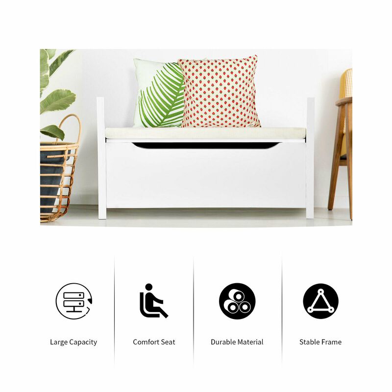 Shoe Storage Bench with Cushion Seat for Entryway