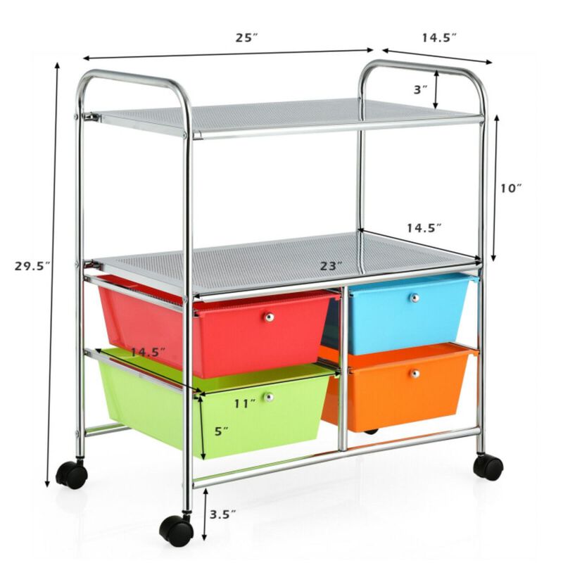 Hivvago 4 Drawers Shelves Rolling Storage Cart Rack