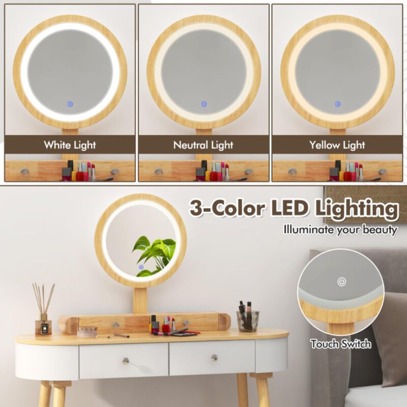 Hivvago Makeup Vanity Table Set with LED Mirror and 3 Spacious Drawers