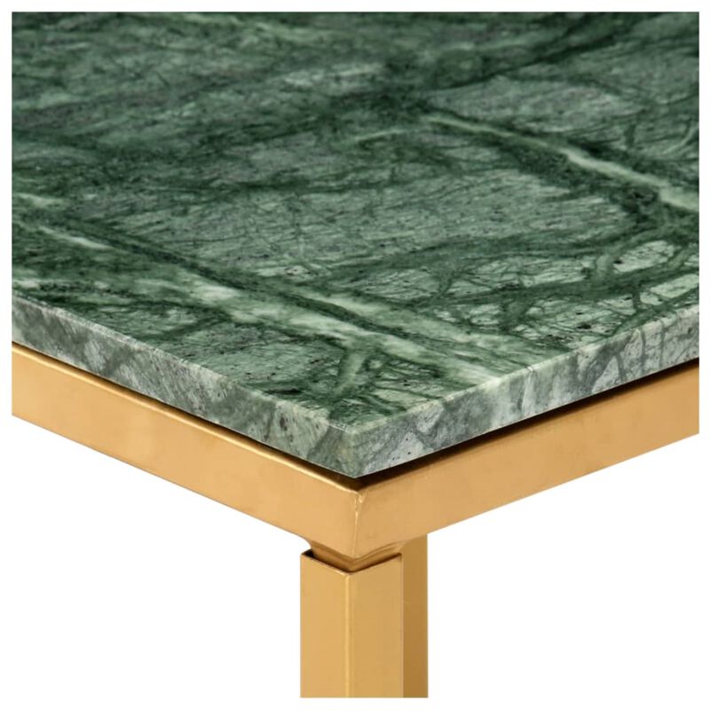 vidaXL Coffee Table Green 23.6"x23.6"x13.8" Real Stone with Marble Texture